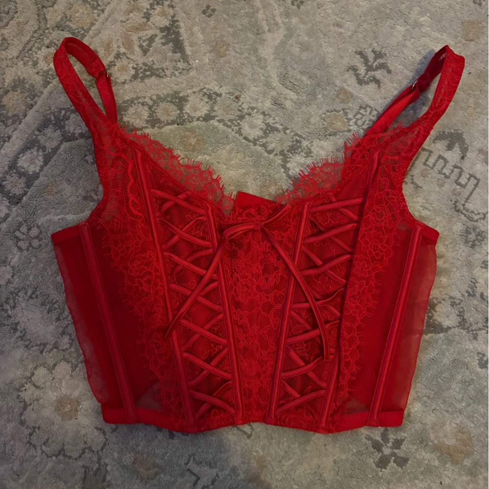 Victoria's Secret Red Lace top and Black Slip Dress